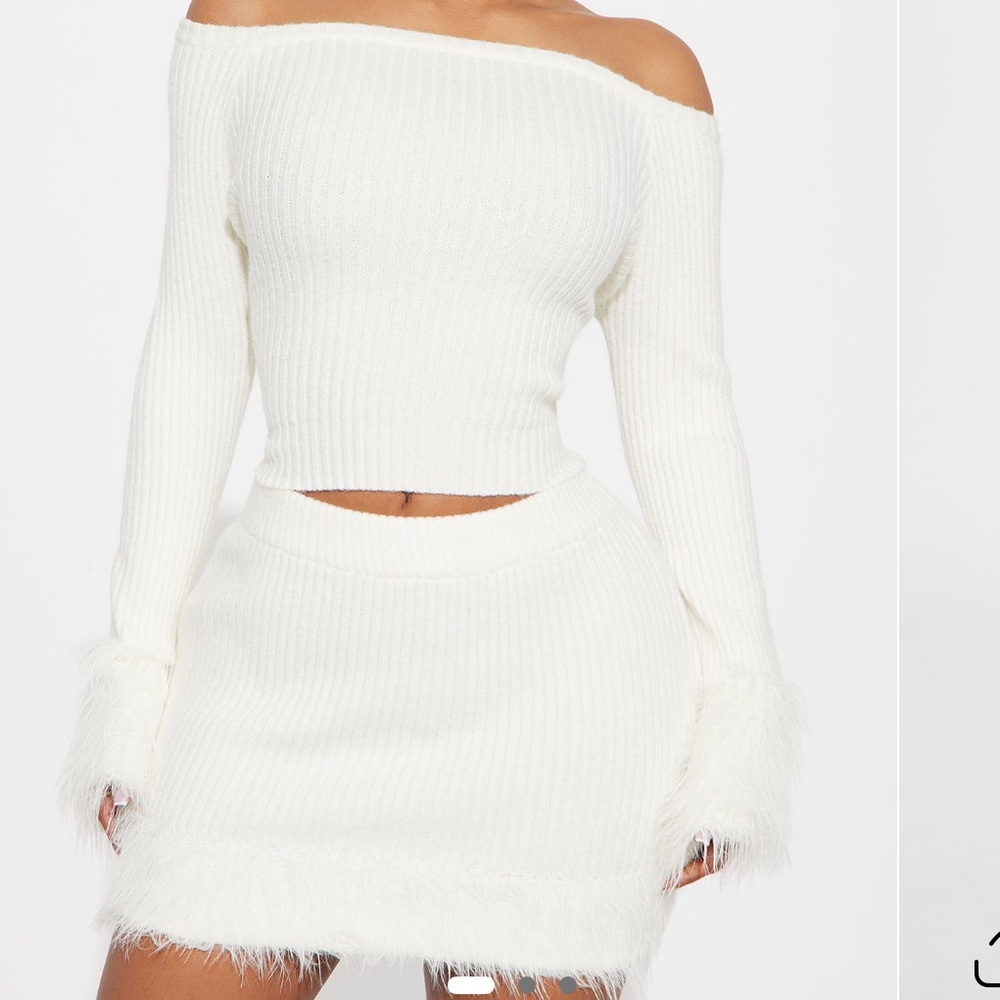 Brand New Fashion Nova Off-White Mini Skirt Set